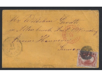 1879 Stati Uniti, n° 78 6 cent. bruno rosso su lettera per la Germania
