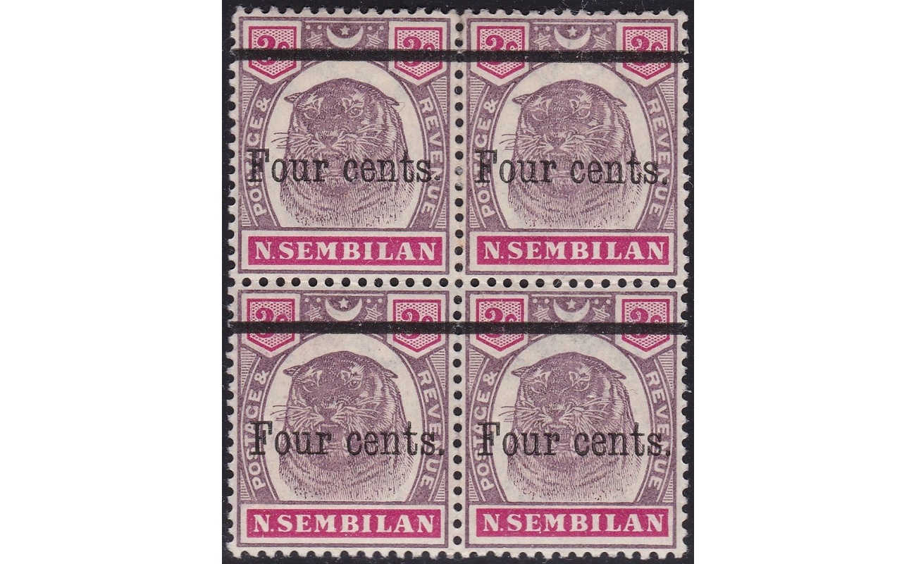 1900 NEGRI SEMBILAN, SG 17 block of four MNH (2) / MLH (2)