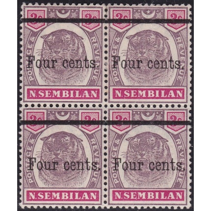 1900 NEGRI SEMBILAN, SG 17 block of four MNH (2) / MLH (2)