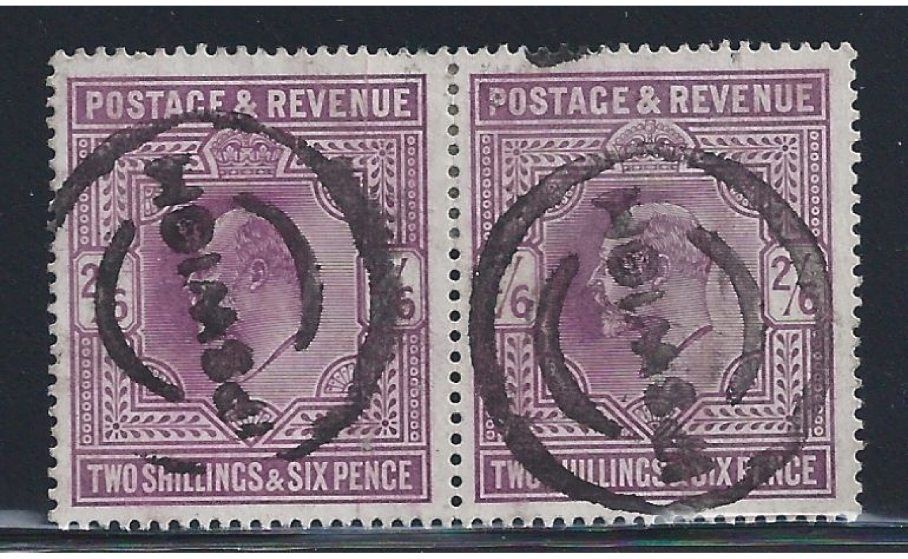 1902 Gran Bretagna - n. 118 - 2/6 scelini violetto - COPPIA USATA