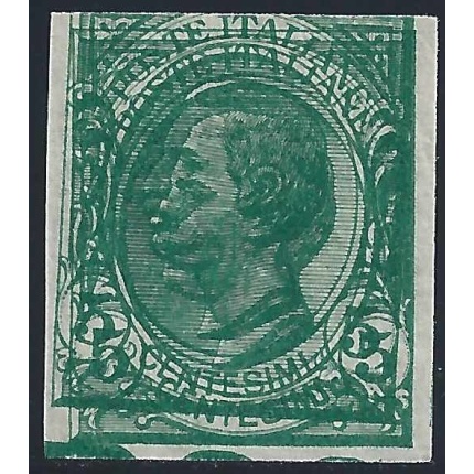 1906 Regno di Italia, n° 81eaa , 5c. verde doppia stampa non dentellato , MNH**