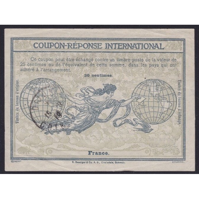 1907 FRANCIA , COUPON-REPONSE INTERNATIONAL  TIPO 'ROMA'  Annullato