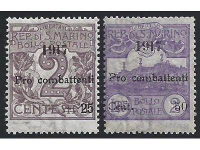 1917 SAN MARINO, n° 51/52  2 valori  MNH/**