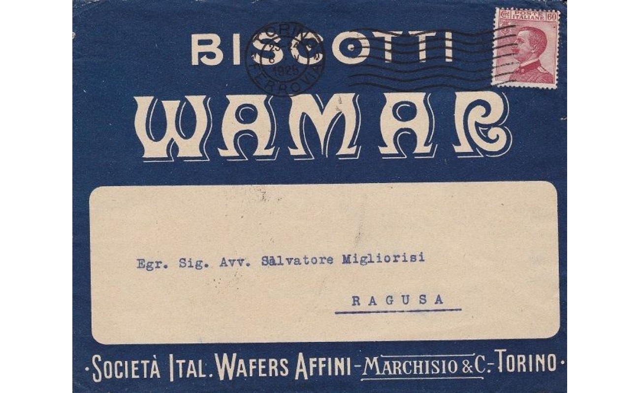 1925 Italia - Regno , Lettera pubblicitaria viaggiata Biscottificio WAMAR
