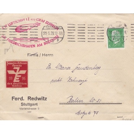 1929 GERMANIA/DEUTSCHLAND, Luftschiff LZ 127 mit Eckener Spenden marken 10 Pfg