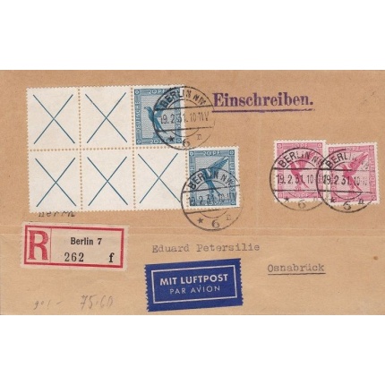 1931 GERMANIA - DEUTSCHLAND, Lettera per Osnabruck affrancata con W 21.2 / W 21-3