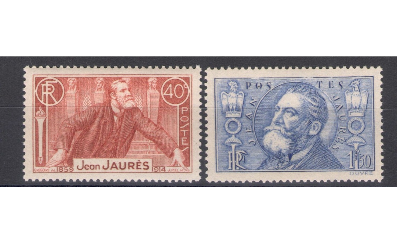 1936 FRANCIA   - n° 318/19 Anniversario morte Jean Jaurès 2 valori -  MNH**