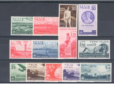 1936 Italia, Regno, Bimillenario nascita di Orazio , 13 valori - serie completa - MNH** n. 398/05 + Posta Aerea 95/99