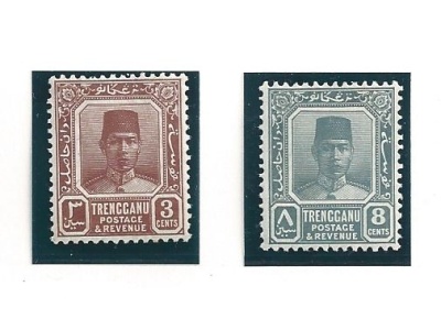 1938 MALAYSIAN STATES TRENGGANU, n° 29 e 34  2 valori MLH/*