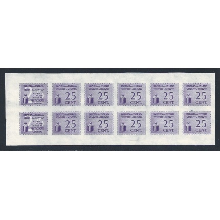 1940  Italia - Regno , I.G.E. Catalogo CEI n. M44 25 cent  viola Blocco di 12 valori