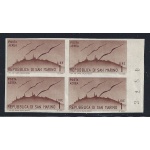1946 SAN MARINO, Posta Aerea n° 52b 1 lira bruno chiaro MNH/**  ND  QUARTINA