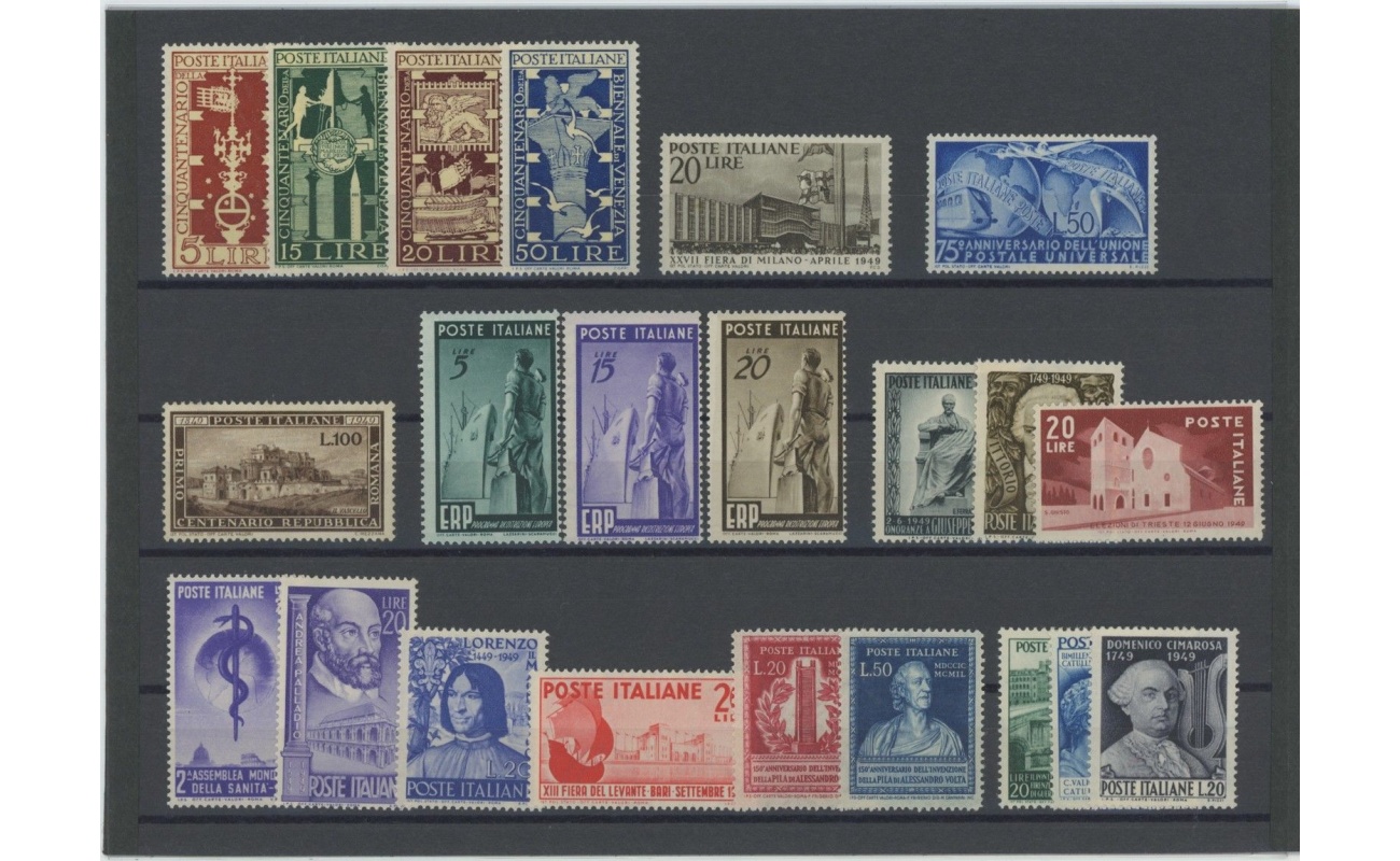 1949 Italia Repubblica , francobolli nuovi e perfetti , Annata Completa 22 valori , MNH**