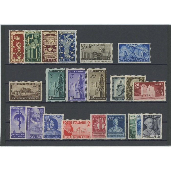 1949 Italia Repubblica , francobolli nuovi e perfetti , Annata Completa 22 valori , MNH**
