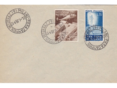 1951 29a Fiera di Milano, n° 657/658 lettera non viaggiata con annullo speciale