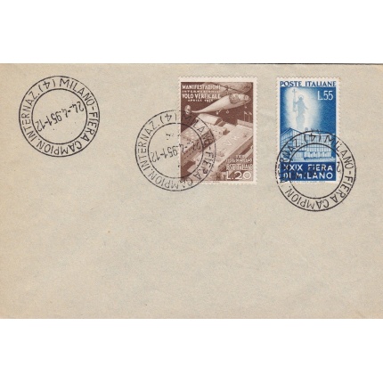 1951 29a Fiera di Milano, n° 657/658 lettera non viaggiata con annullo speciale