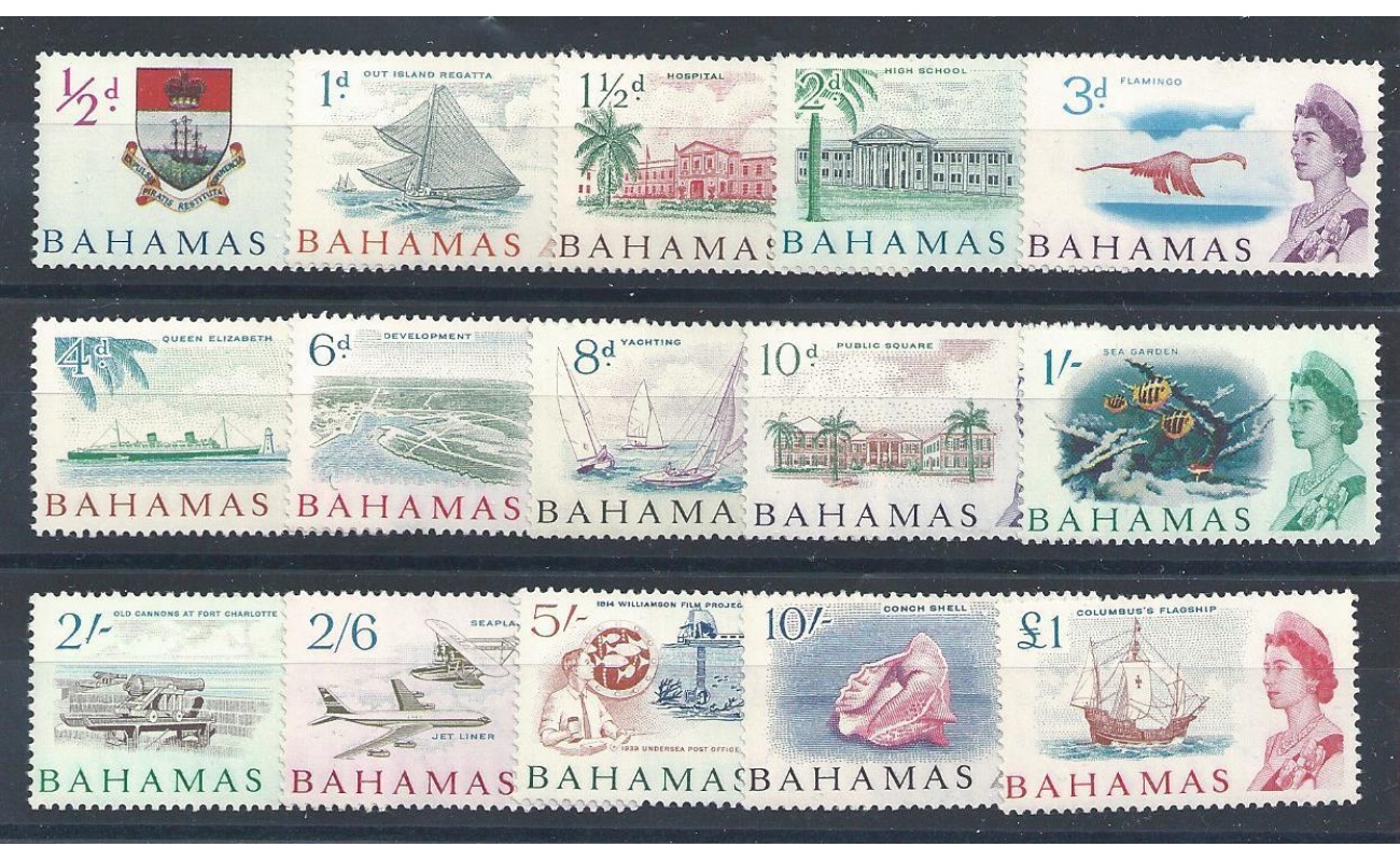 1965 Bahamas - SG. n° 247/261 , Elisabetta II , 15 valori , MNH**