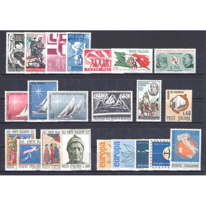 1965 Italia Repubblica, francobolli nuovi, Annata completa 22 valori - MNH**