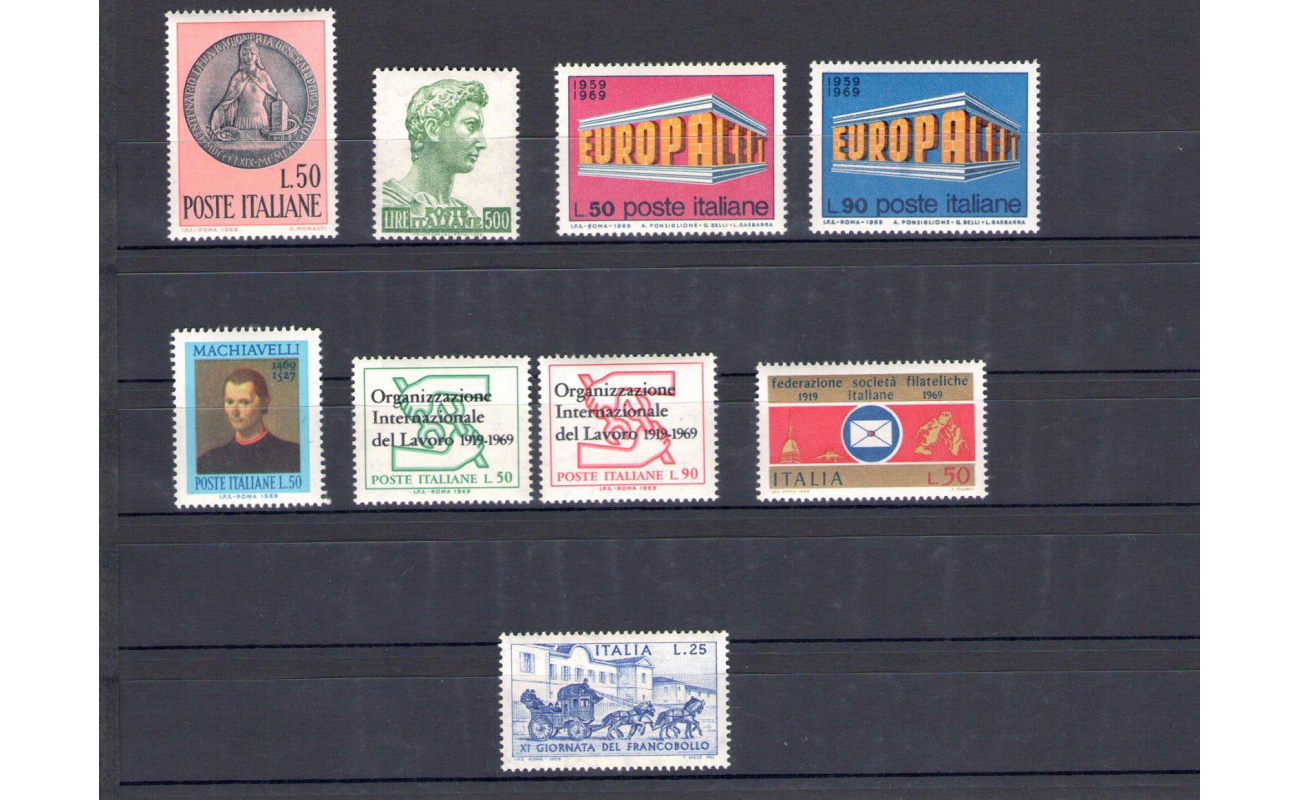 1969 Italia Repubblica, francobolli nuovi, Annata completa 9 valori - MNH**