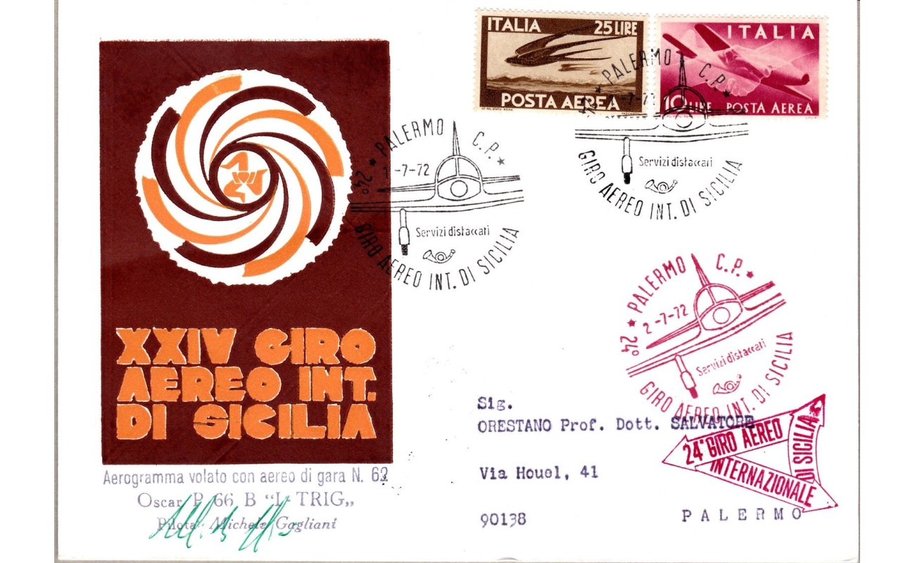 1972 Italia - Repubblica ,  - 24° Giro Aereo Internazionale di Sicilia ANNULLI SPECIALI