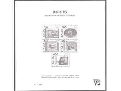 1976 Italia - Repubblica ,  Foglietto ITALIA 76 - Cartoncino Pubblicitario Nuovo MNH**