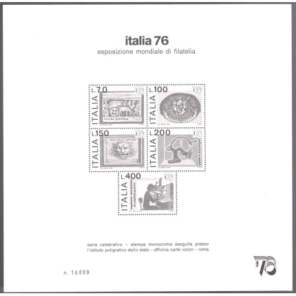 1976 Italia - Repubblica ,  Foglietto ITALIA 76 - Cartoncino Pubblicitario Nuovo MNH**