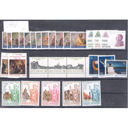1991 Vaticano, francobolli nuovi,  Annata completa 28 valori + 1 Libretto MNH**