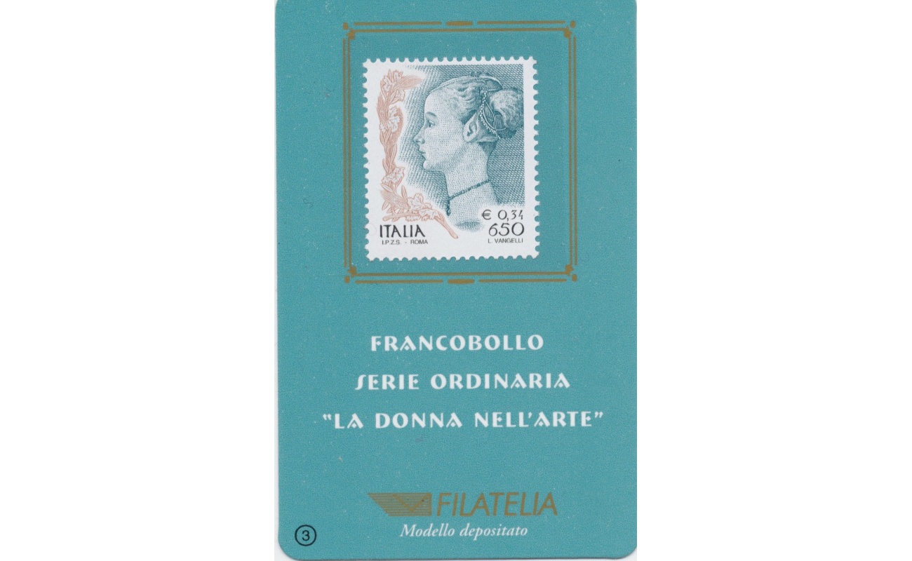 1999 Italia - Repubblica , Tessera Filatelica Donna Nell'Arte 0,34€