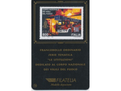 1999 Italia - Repubblica , Tessera Filatelica , Vigili del fuoco ,  0,41€