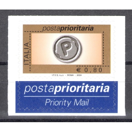 2004 Repubblica Posta Prioritaria 80 cen arancio oro nero grigio n° 2784B MNH**