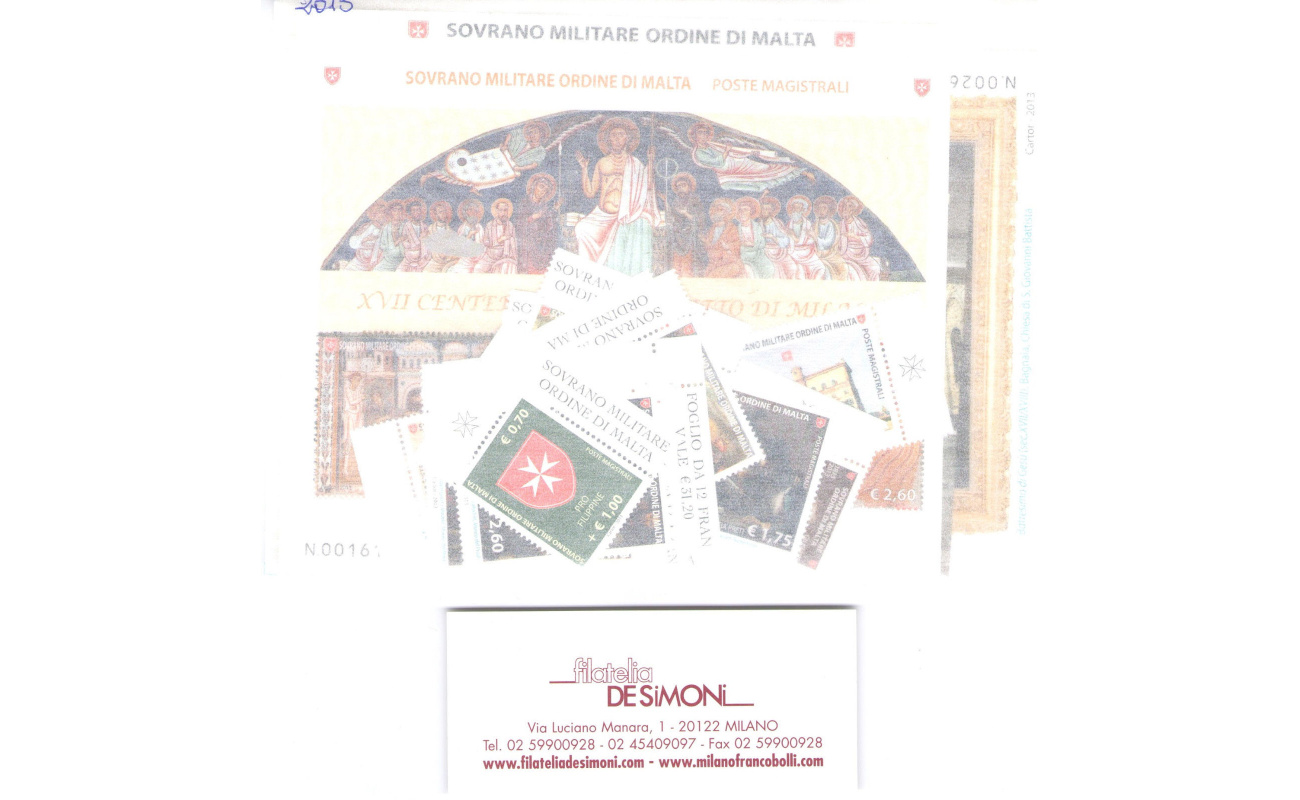 2013  Smom  , francobolli nuovi , Annata completa 25 valori + 9 Foglietti - MNH**