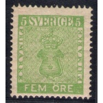 1858 SVEZIA/SVERIGE/SUEDE - n° 6-5 ore verde giallo ML/*