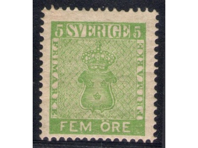 1858 SVEZIA/SVERIGE/SUEDE - n° 6-5 ore verde giallo ML/*