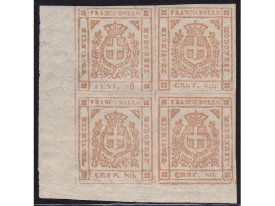 1859 MODENA GOVERNO PROVVISORIO, n° 18 80 cent. bistro arancio  **