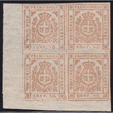 1859 MODENA GOVERNO PROVVISORIO, n° 18 80 cent. bistro arancio  **