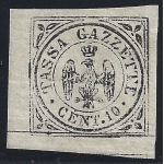 1859 MODENA, Giornali n. 5 , MLH* , Firma Bolaffi ed Emilio Diena