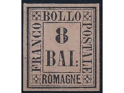 1859 Romagne, n° 8 - 8baj rosa MLH* siglato A.Diena
