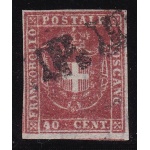 1860 TOSCANA, n° 21a 40 cent. carminio scarlatto USATO Firma Bolaffi/AD
