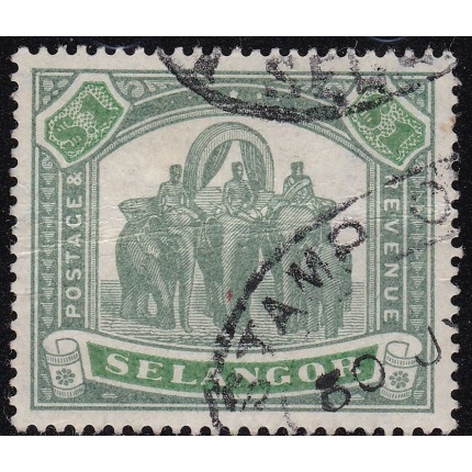 1895 SELANGOR, SG  N° 61 $1 green and yellow-green  USED