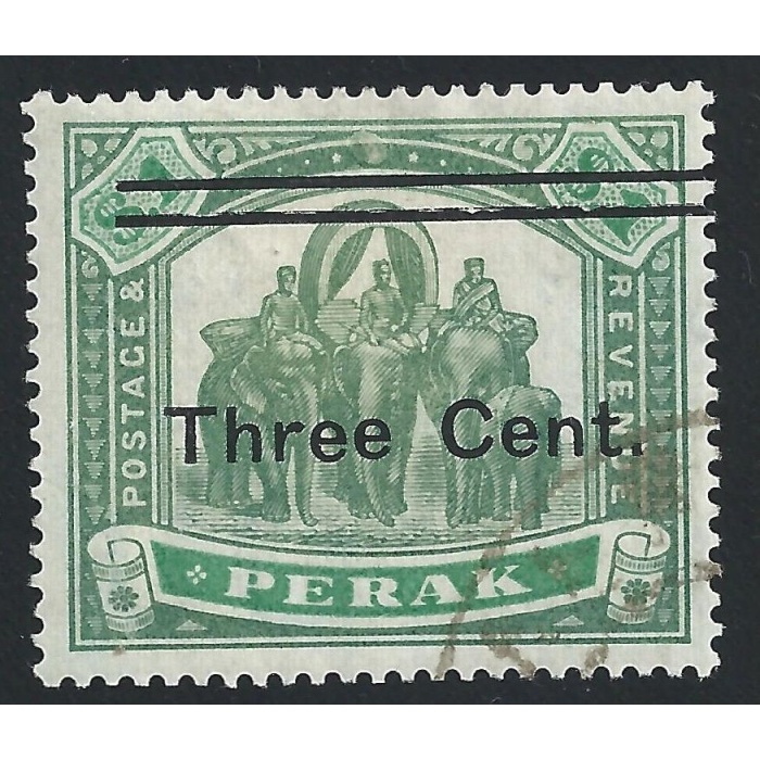 1900 Malaysian States PERAK - SG 86 3c. on 1$ green  USED