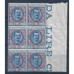 1901 Italia - Regno, n° 78 , Floreale 5 Lire , MNH**  BLOCCO DI SEI