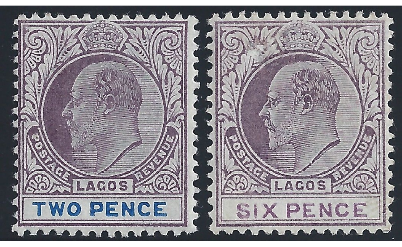 1904 LAGOS - SG n° 46-49 Edoardo VII°  2 valori  MNH/**