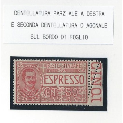 1920 Italia - Regno , Espresso n° 4  NUMERO DI TAVOLA MNH/** VARIETA'