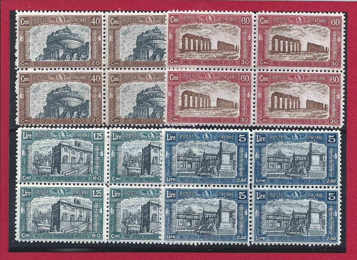 1926 REGNO  - n. 206/209 - Milizia I serie - MNH** QUARTINA CENTRATA