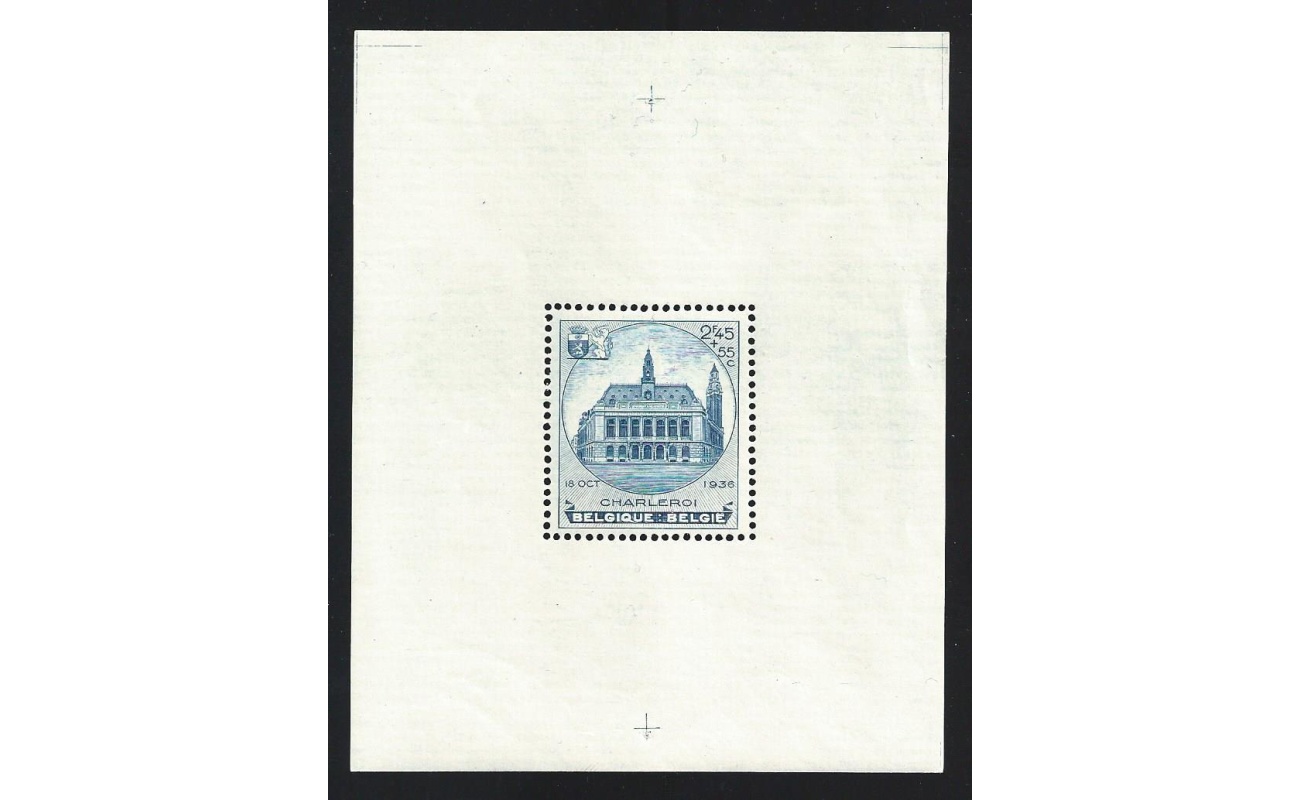 1936 Belgio - Foglietto n. 6 Esposizione Filatelica di Charleroi - MNH**