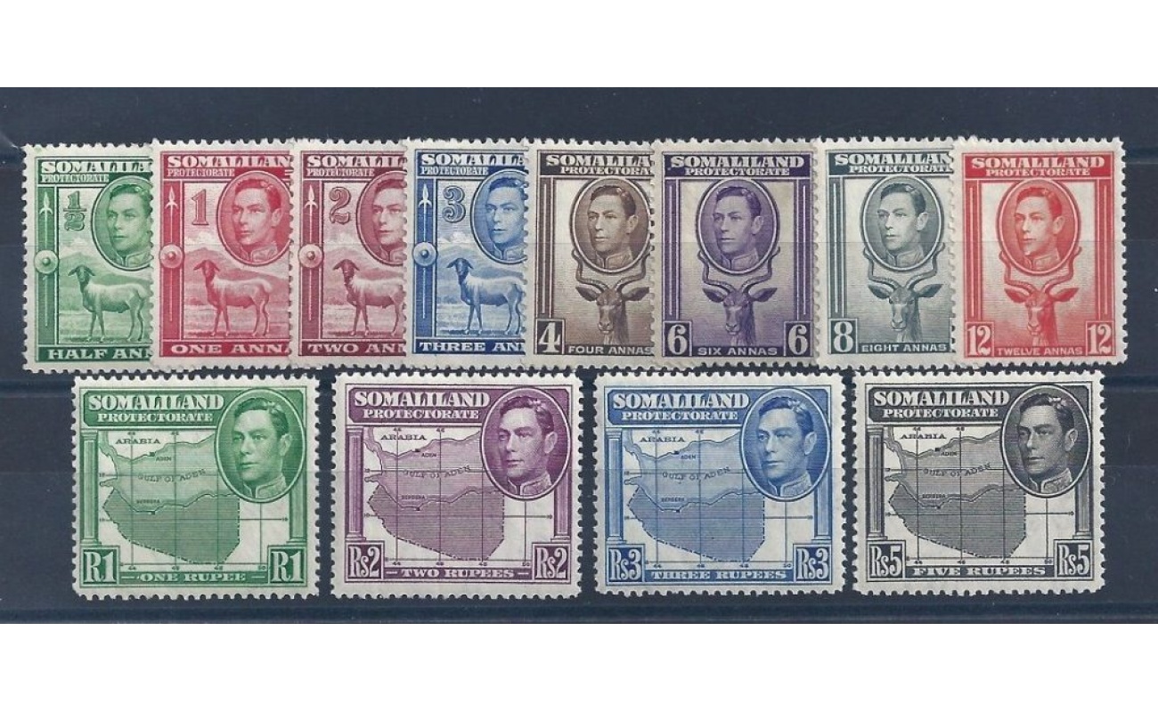 1938 SOMALILAND - SG 93/104 Giorgio VI e animali 12 valori MLH/MNH */**
