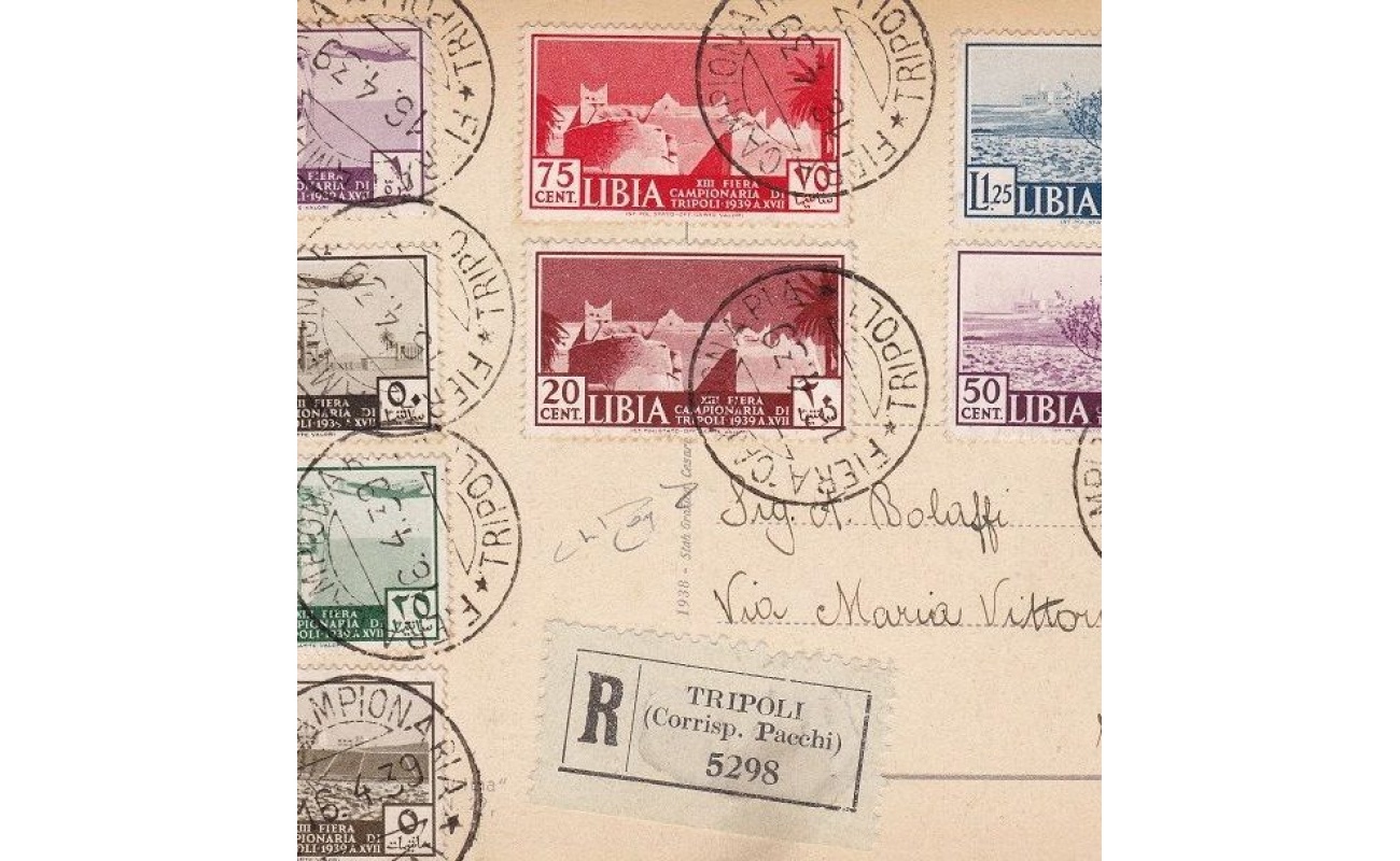 1939 LIBIA, n° 158/16+PA  13a Fiera di Tripoli la serie su cartolina viaggiata