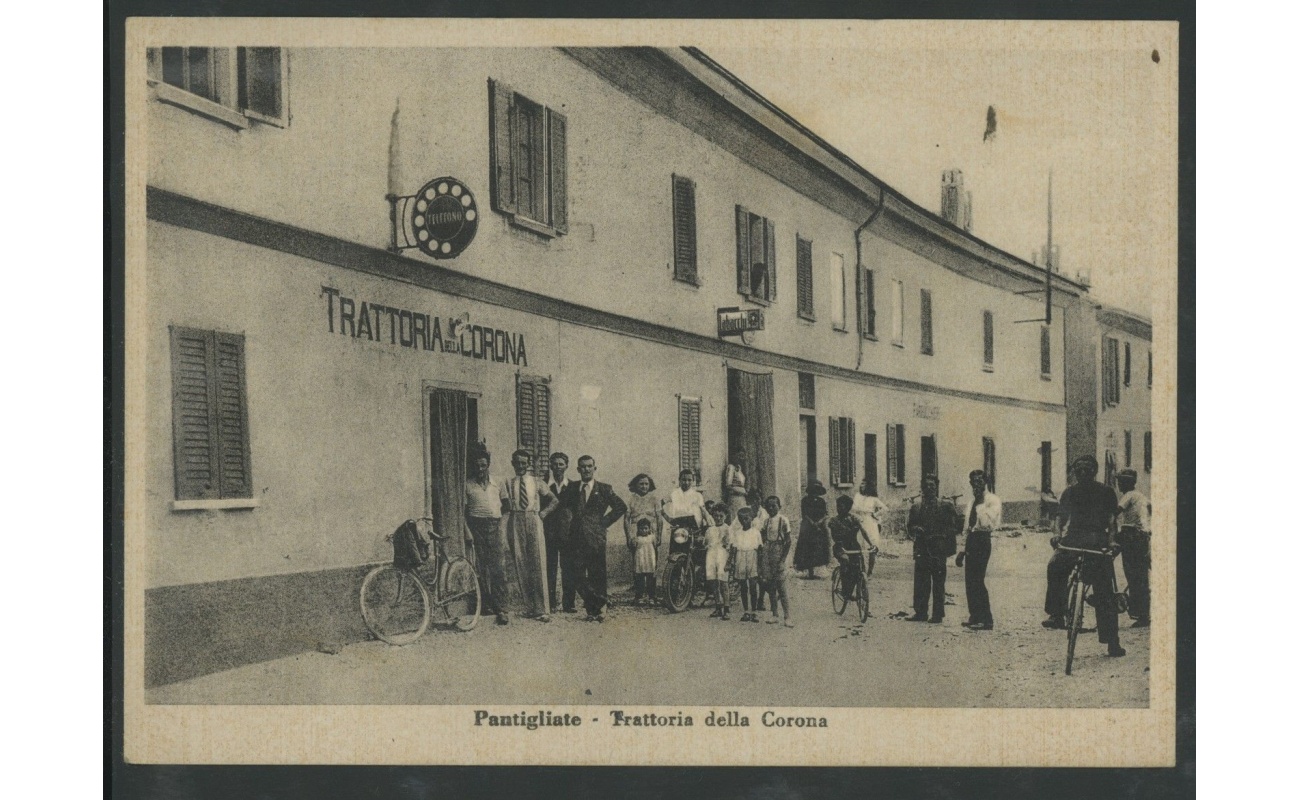 1939 Pantigliate "Trattoria della Corona"  Viaggiata da Pantigliate per Chiaravalle -  Molto Rara