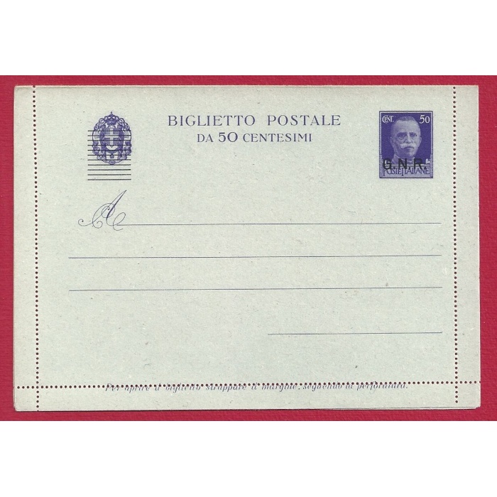 1944 RSI - B 34 - cent. 50 violetto GNR sovrastampa BASSA NUOVO