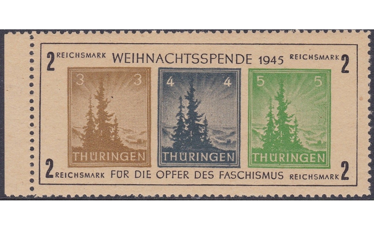 1945 Turingia/Thuringen Erfurt   - BF 1t Weihnachten  MNH/** Attest Herbst