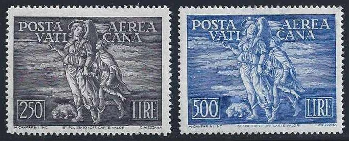 1948 Vaticano Posta Aerea Tobia n° 16/17 2 valori ** MNH CENTRATA